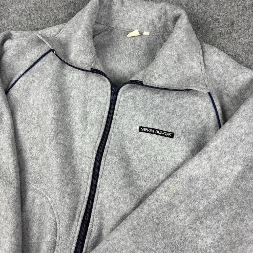 Vintage Sierra Designs Fleece Jacket Mens Large Gray Full Zip Outdoor USA Made